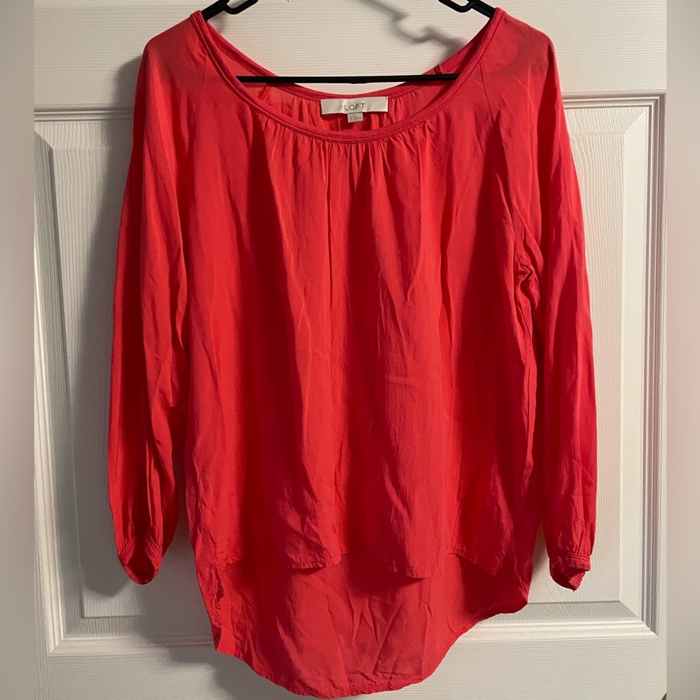 Ann Taylor LOFT Bright Red Blouse